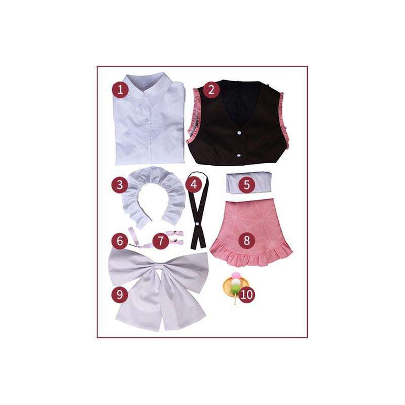 Demon Slayer Kimetsu no Yaiba Nezuko Kamado Maid Outfit Cosplay Costumes