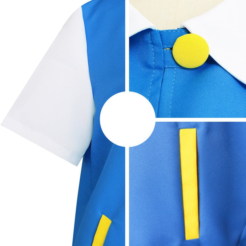 Pokemon Ash Ketchum Short Sleeve Jacket Outfit Cosplay Costume