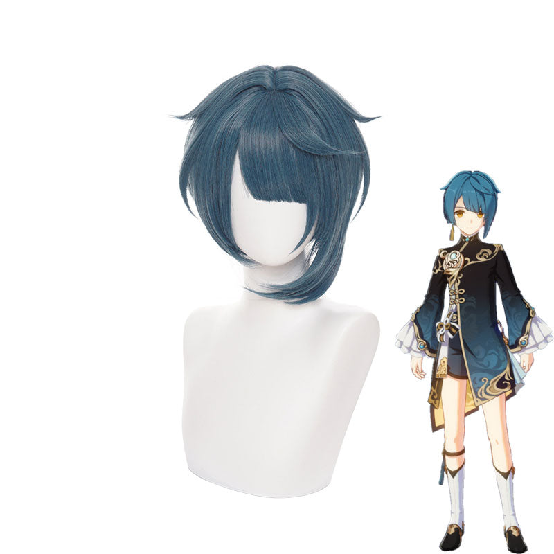 Genshin Impact Xingqiu Navy Blue Cosplay Wigs