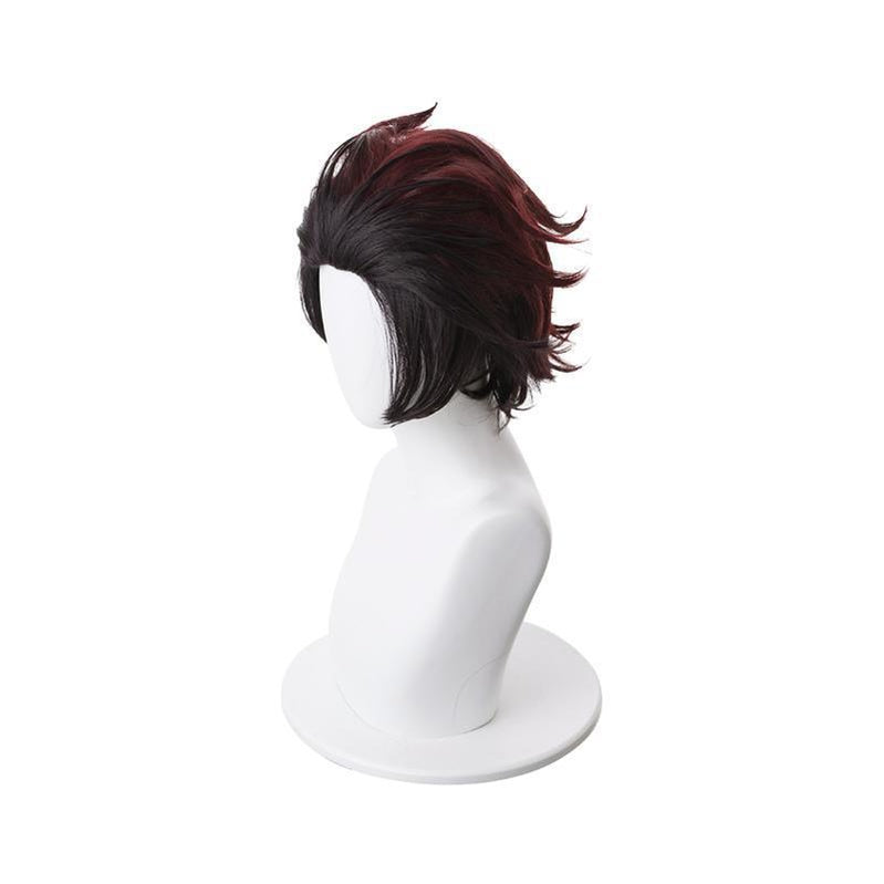 Demon Slayer Kimetsu no Yaiba Tanjirou Kamado Short Wine Red Men Cosplay Wigs