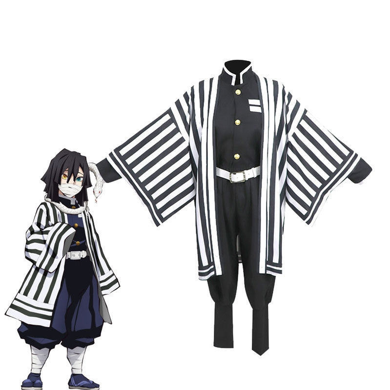 Demon Slayer Kimetsu no Yaiba Iguro Obanai Black White Cosplay Costumes