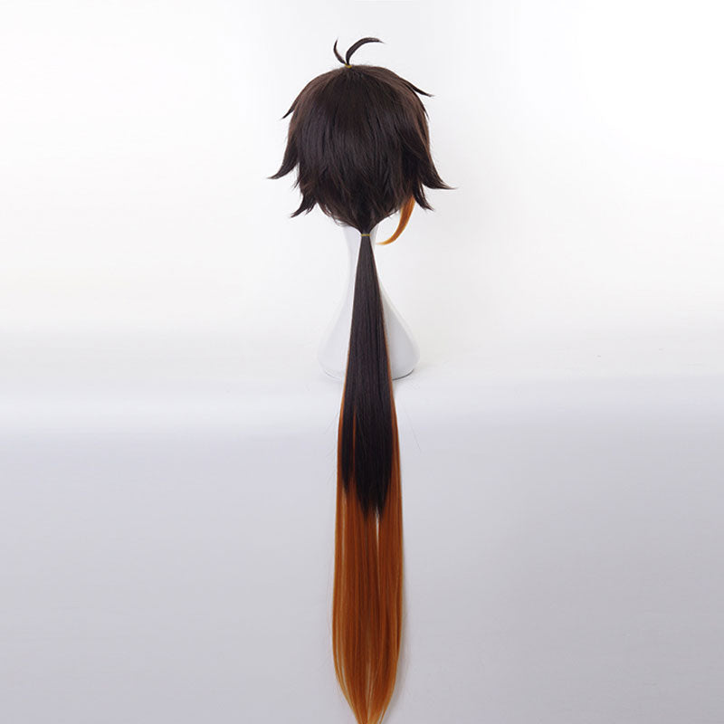 Genshin Impact Zhongli Dark brown Long Cosplay Wigs