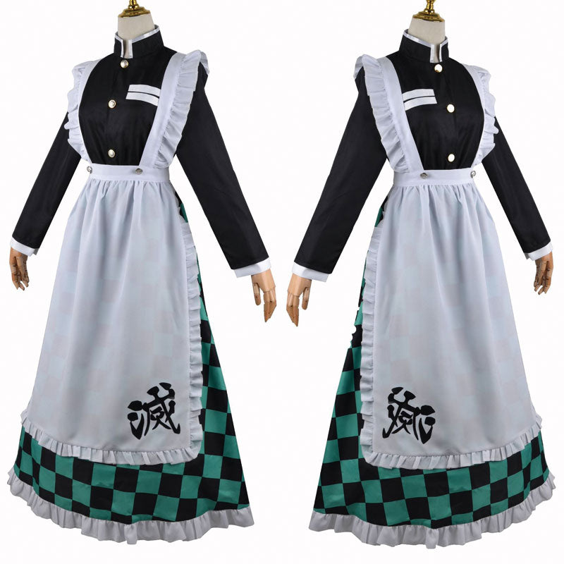 Demon Slayer Kimetsu no Yaiba Tanjiro Kamado Maid Dress Cosplay Costume
