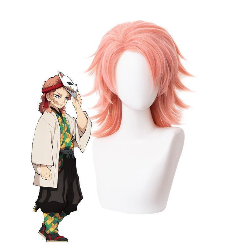 Demon Slayer Kimetsu no Yaiba Sabito Orange Pink Cosplay Wigs