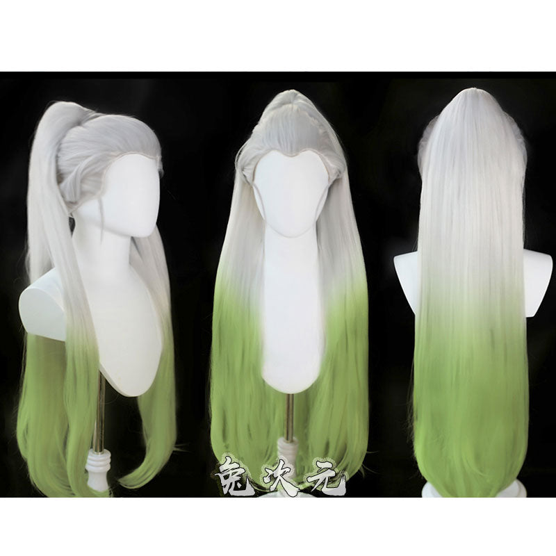 Demon Slayer: Kimetsu no Yaiba Daki White Gradient Green Cosplay Wigs
