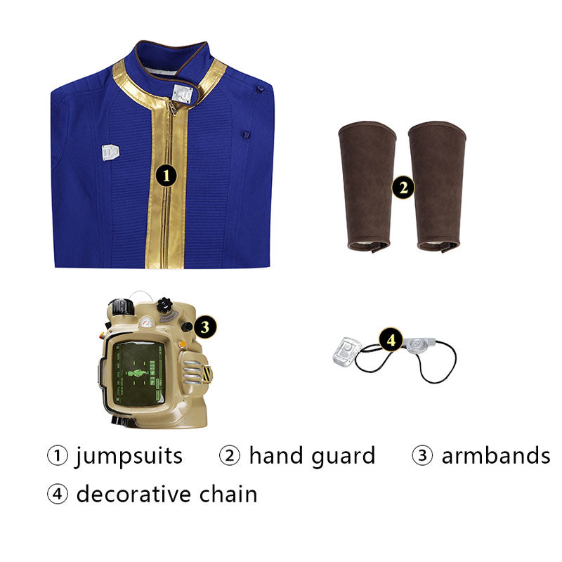 Fallout 4 Vault 75 Jumpsuit Cosplay Costumes With Props
