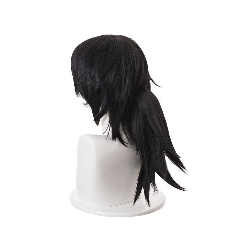 Demon Slayer Kimetsu no Yaiba Tomioka Giyuu Long Straight Black Cosplay Wigs
