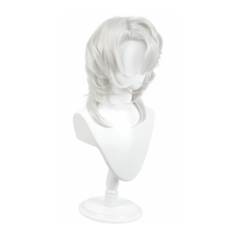 Demon Slayer Kimetsu no Yaiba Rui Silver Curly Long Cosplay Wigs