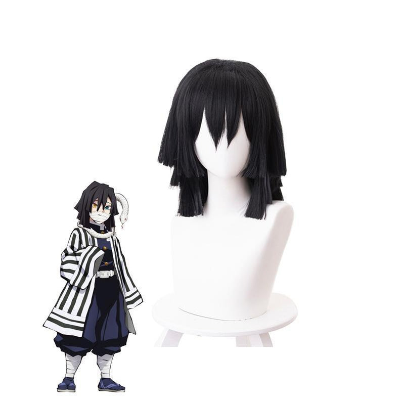 Demon Slayer Kimetsu no Yaiba Iguro Obanai Short Layer Black Cosplay Wigs