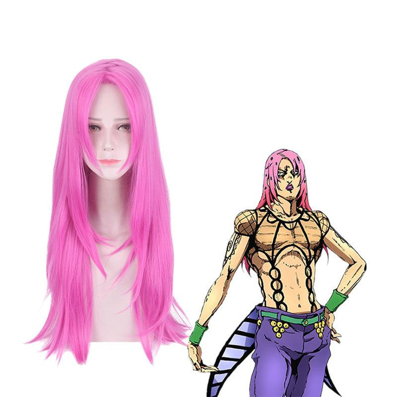 JoJo's Bizarre Adventure Golden Wind Diavolo Long Pink Cosplay Wigs