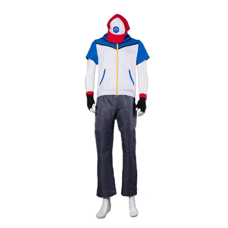 Pokemon Ash Ketchum Jacket Outfit Cosplay Costume with Free Hat