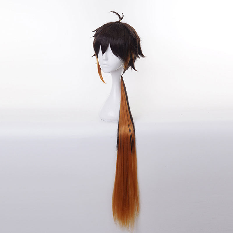 Genshin Impact Zhongli Dark brown Long Cosplay Wigs