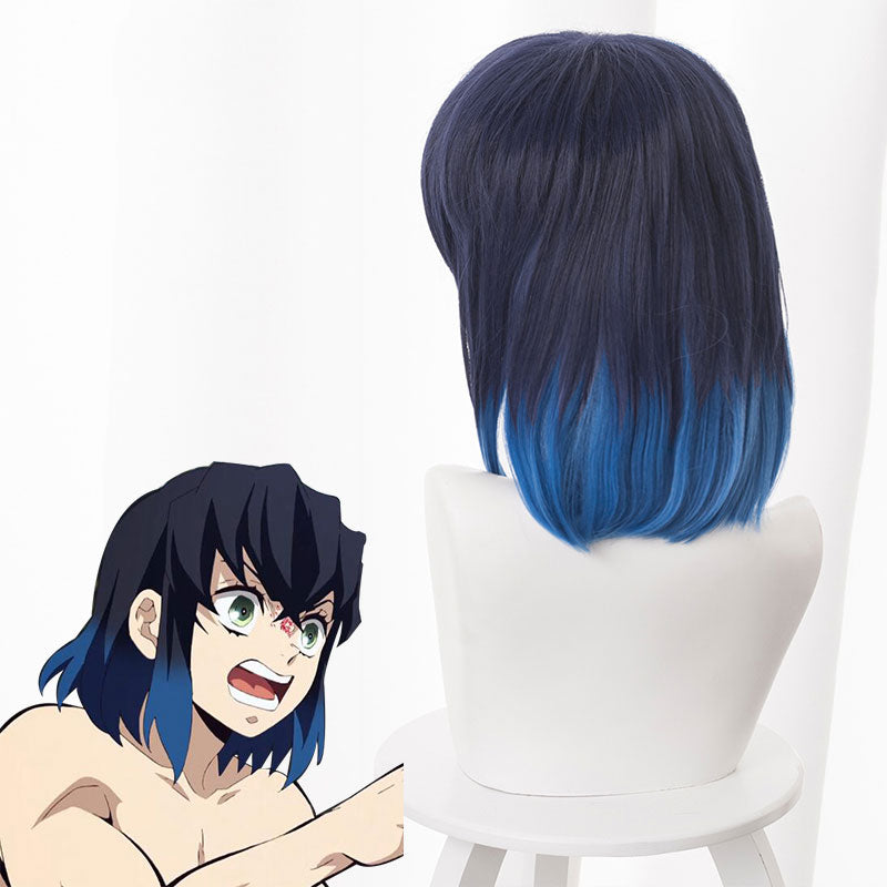 Demon Slayer Kimetsu No Yaiba Inosuke Hashibira Blue Black Cosplay Wig