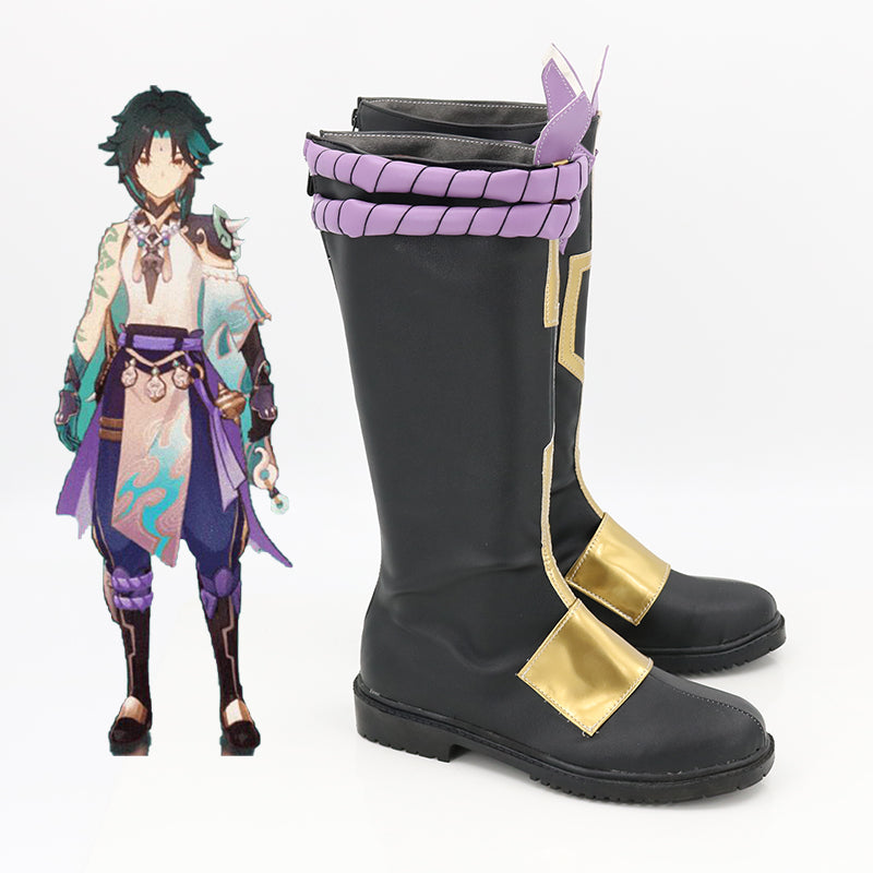 Genshin Impact Xiao Black Shoes Cosplay Boots