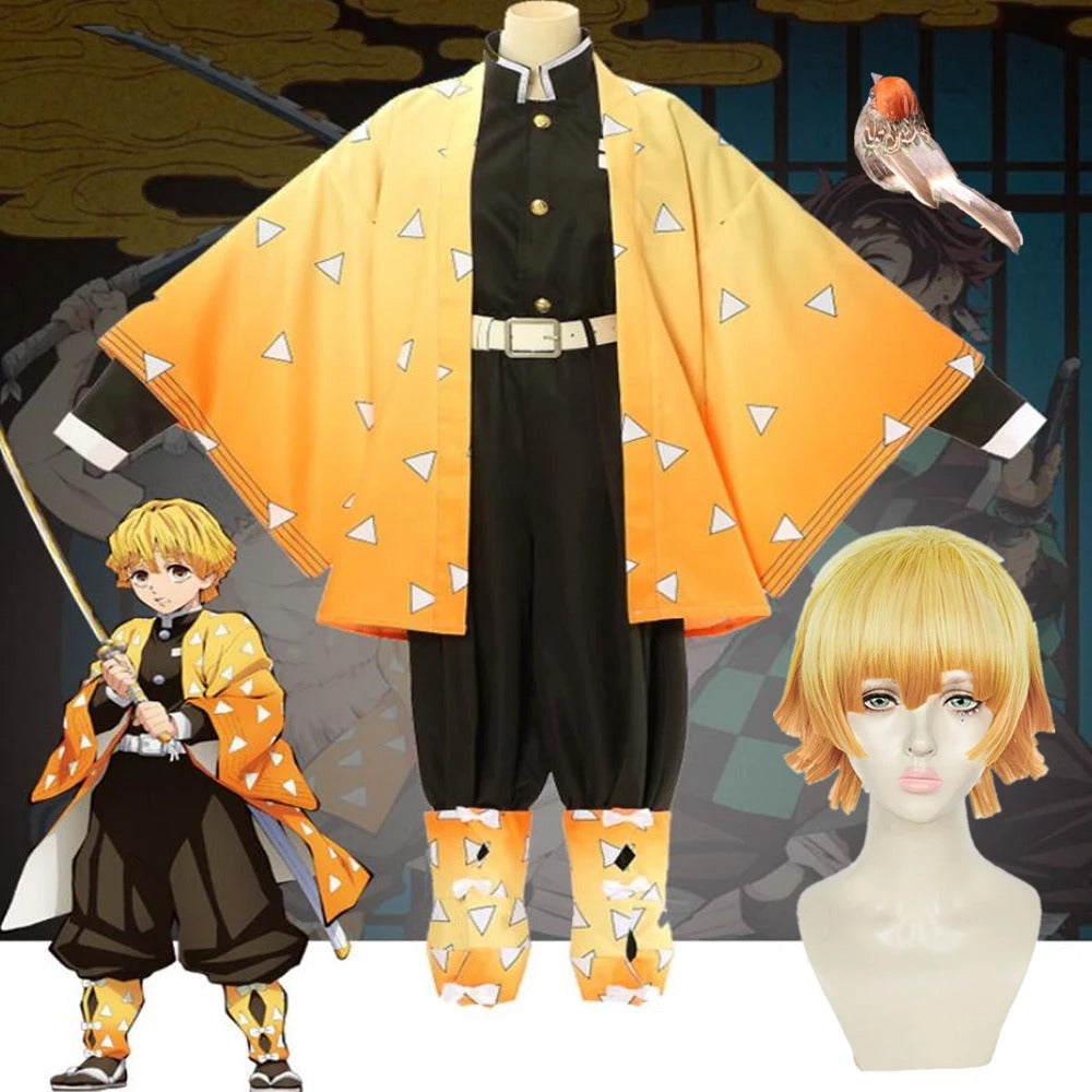 Demon Slayer: Kimetsu No Yaiba Agatsuma Zenitsu Cosplay Costume