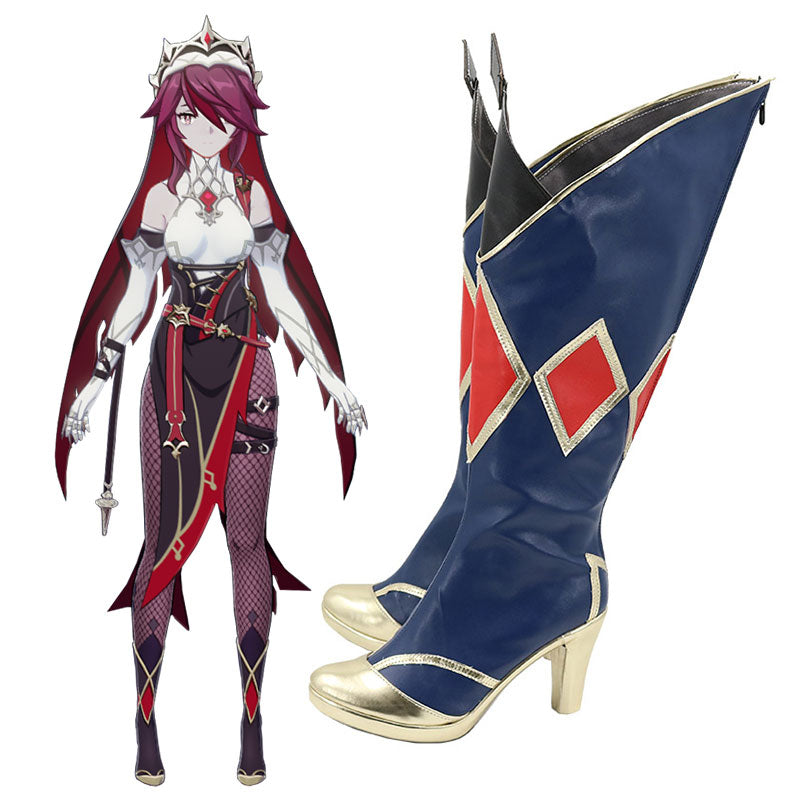 Genshin Impact Rosaria Blue Shoes Cosplay Boots