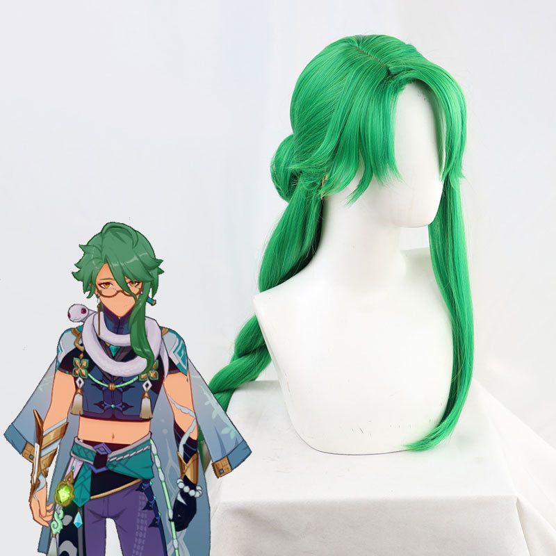 Genshin Impact Baishu Green Cosplay Wig