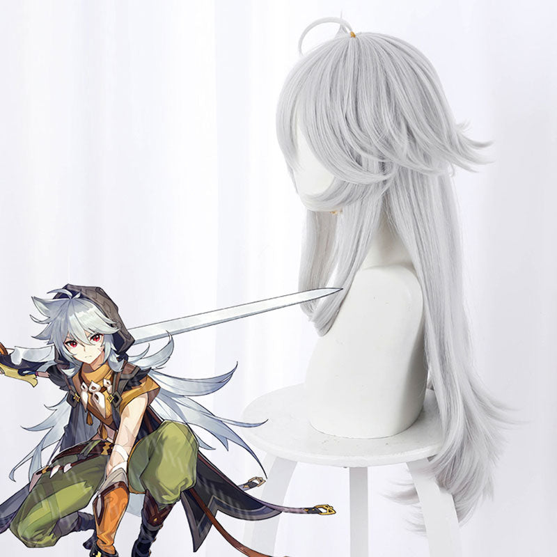 Genshin Impact Razor Silver Grey Cosplay Wig