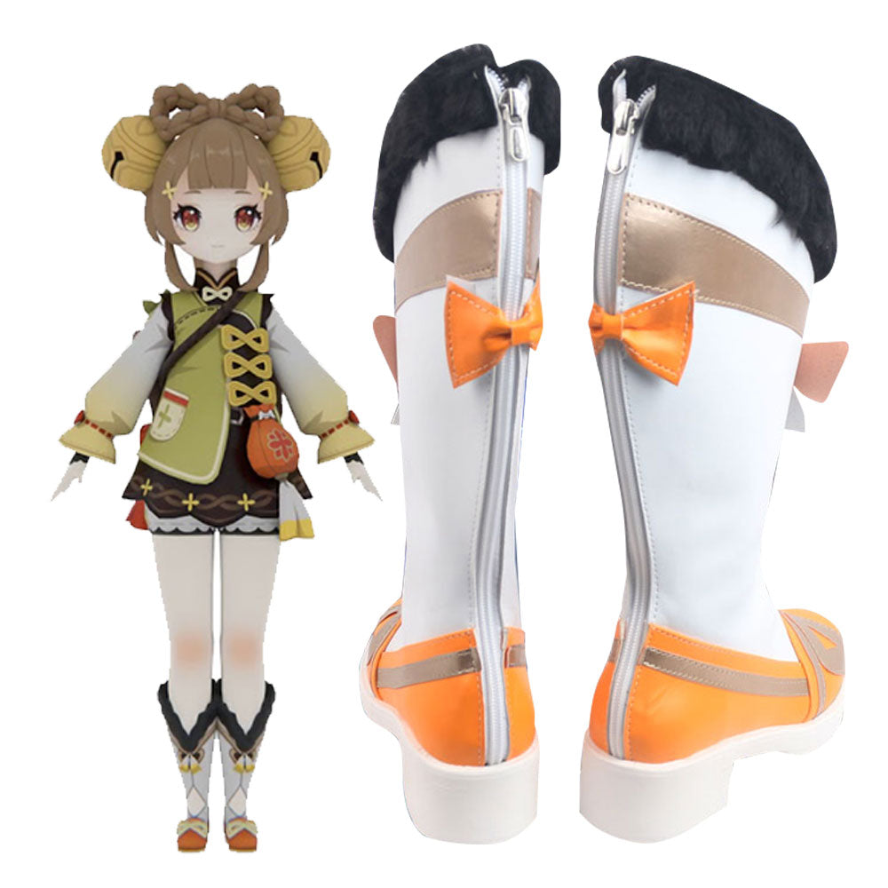 Genshin Impact Yaoyao White Orange Shoes Cosplay Boots