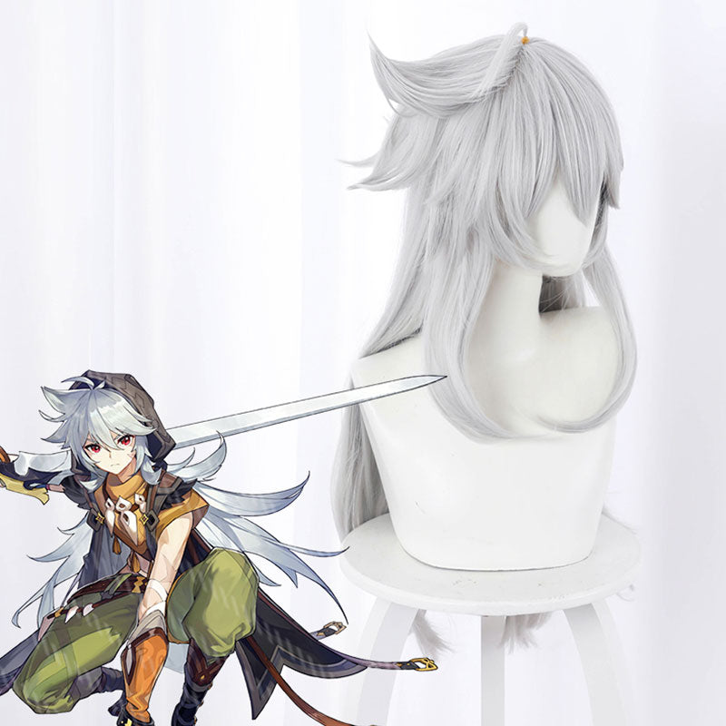 Genshin Impact Razor Silver Grey Cosplay Wig