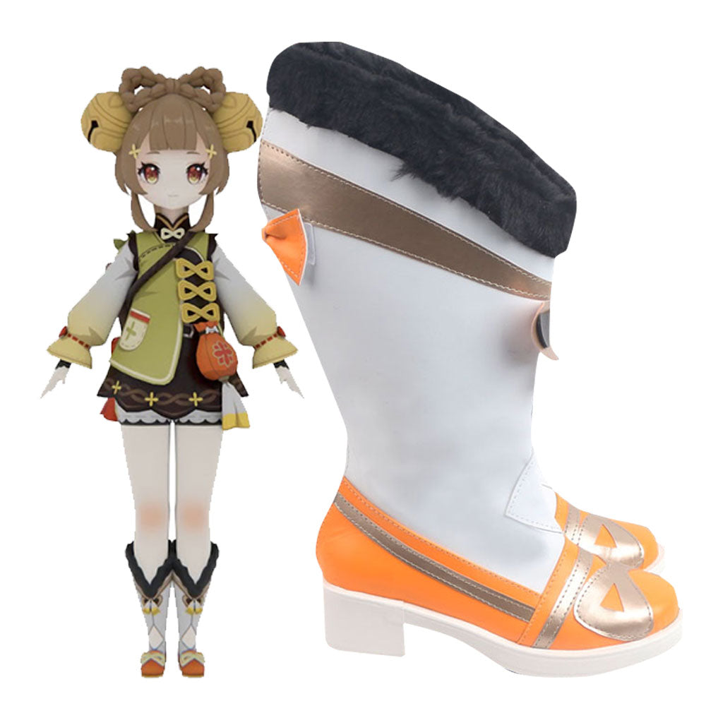 Genshin Impact Yaoyao White Orange Shoes Cosplay Boots