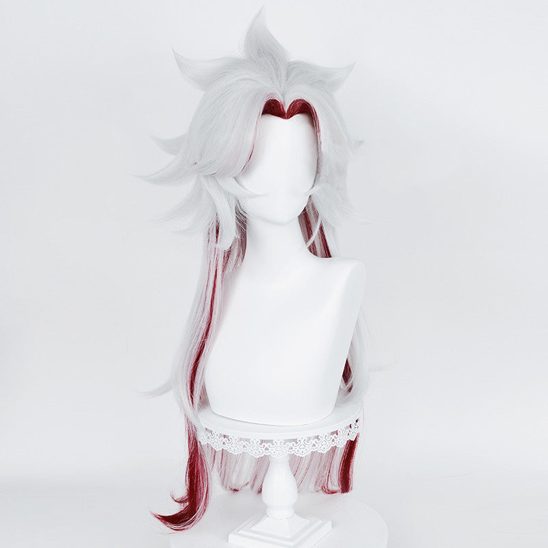 Arataki Itto from Genshin Impact Silver White Red Cosplay Wig