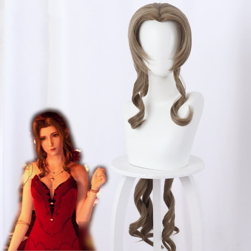 Final Fantasy VII Remake FF7 Aerith Gainsborough Brown Cosplay Wig