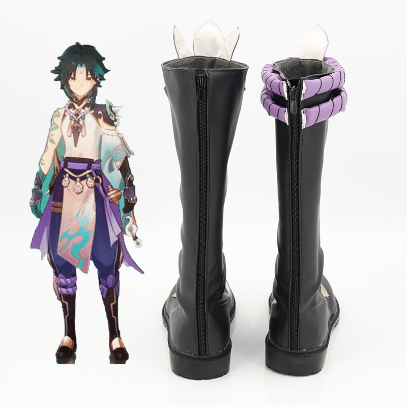 Genshin Impact Xiao Black Shoes Cosplay Boots