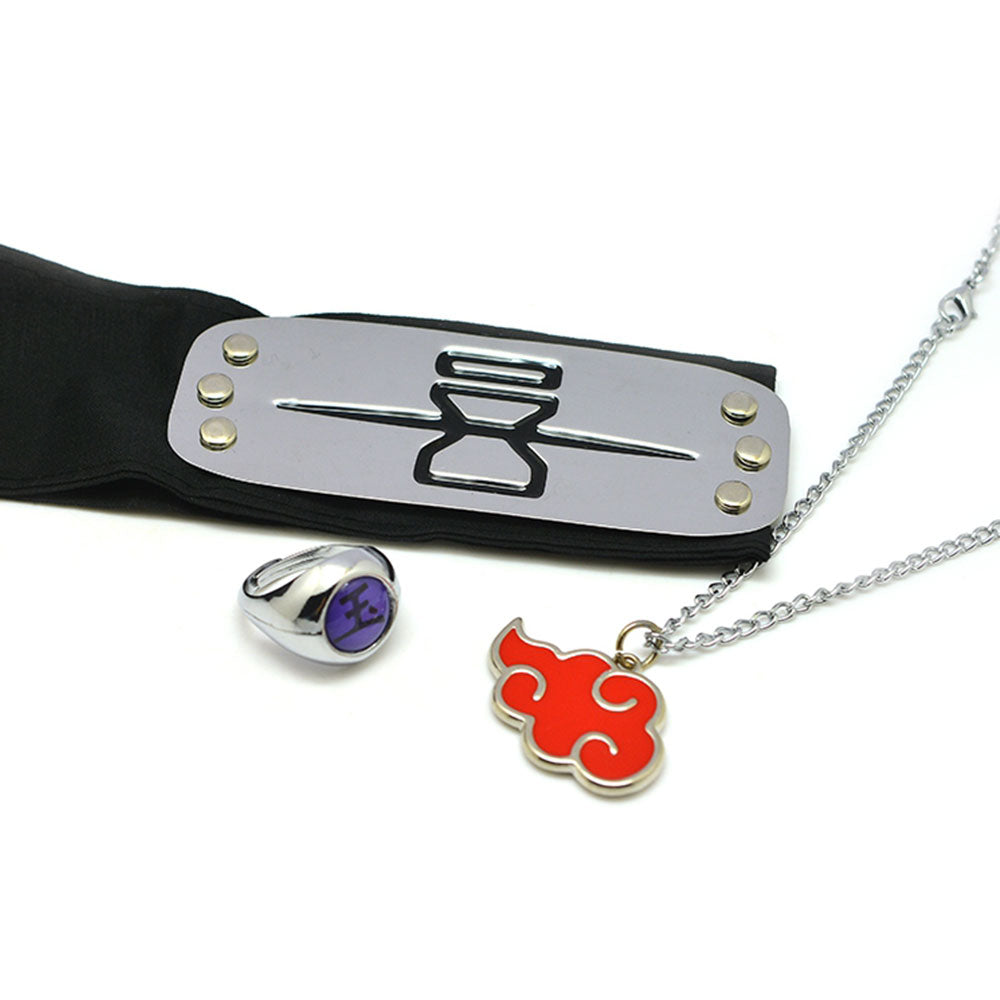 Akatsuki Itachi Uchiha Pain Pein Sasori Orochimaru Kakuzu Konan Kisame Hoshigaki Deidara Hidan Halloween Ring Necklace Headband Cosplay Accessory Prop