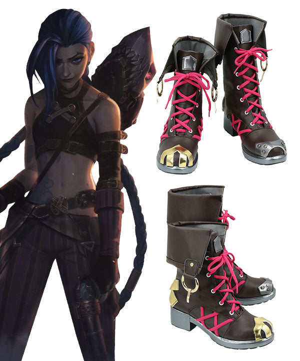 League of Legends LOL Arcane Jinx Brown Cosplay boots