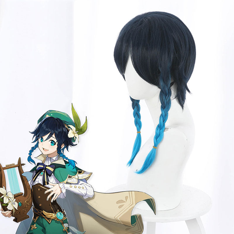 Genshin Impact Venti Halloween Blue Cosplay Wig