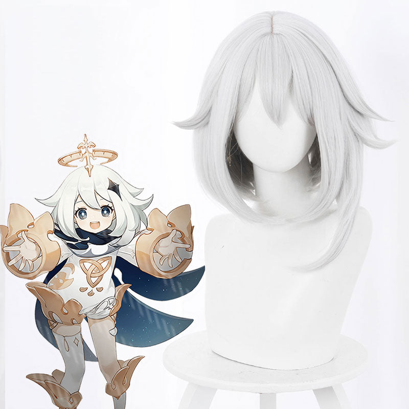 Genshin Impact Paimon White Cosplay Wig