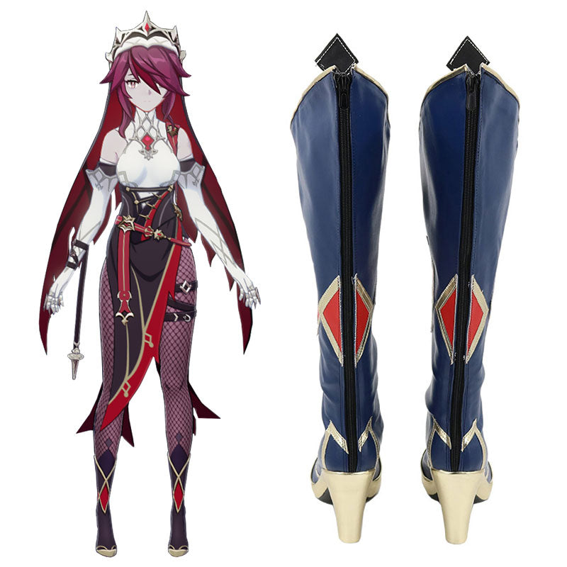 Genshin Impact Rosaria Blue Shoes Cosplay Boots