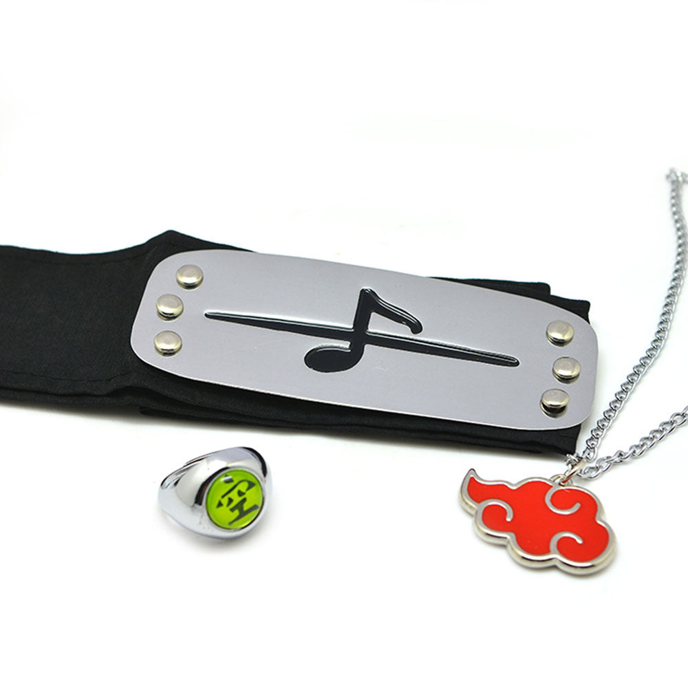 Akatsuki Itachi Uchiha Pain Pein Sasori Orochimaru Kakuzu Konan Kisame Hoshigaki Deidara Hidan Halloween Ring Necklace Headband Cosplay Accessory Prop