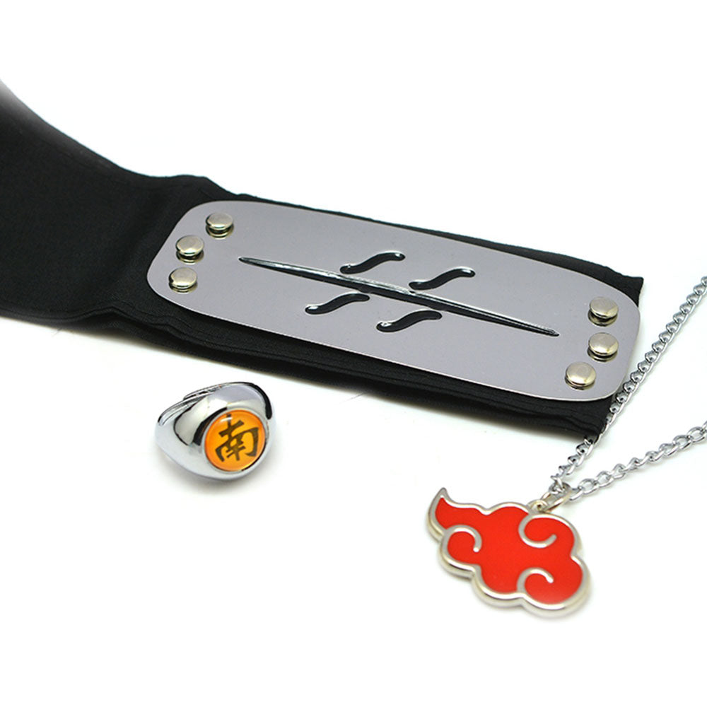 Akatsuki Itachi Uchiha Pain Pein Sasori Orochimaru Kakuzu Konan Kisame Hoshigaki Deidara Hidan Halloween Ring Necklace Headband Cosplay Accessory Prop