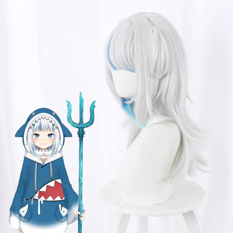 Holdlive Virtual YouTuber Gawr Gura Silver Blue Cosplay Wig