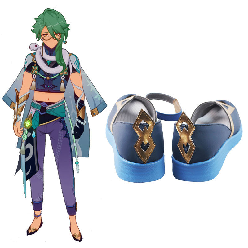 Genshin Impact Baishu Blue Cosplay Shoes