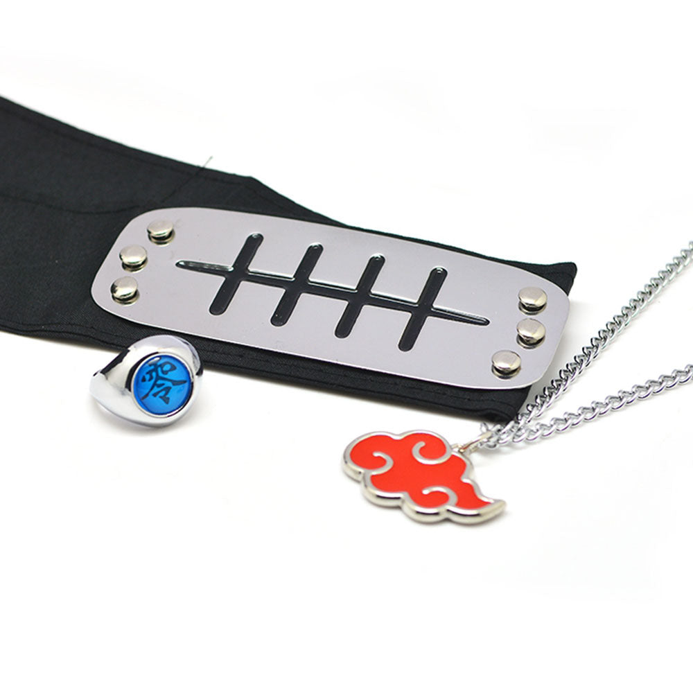Akatsuki Itachi Uchiha Pain Pein Sasori Orochimaru Kakuzu Konan Kisame Hoshigaki Deidara Hidan Halloween Ring Necklace Headband Cosplay Accessory Prop
