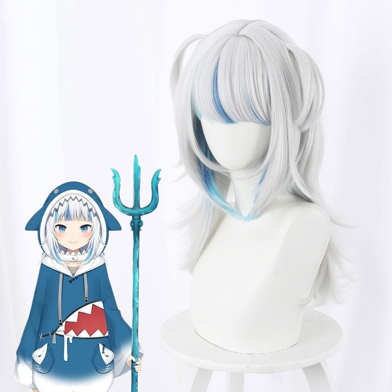 Holdlive Virtual YouTuber Gawr Gura Silver Blue Cosplay Wig