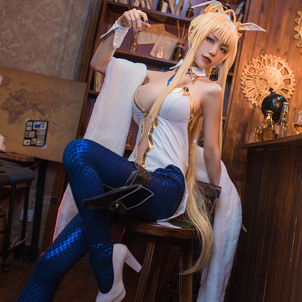 Fate Grand Order Ruler Artoria Pendragon Swimsuit Bunny Girl Rabbit Cosplay Costume