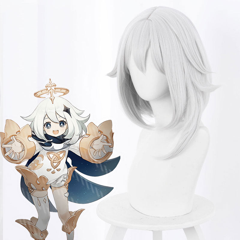 Genshin Impact Paimon White Cosplay Wig