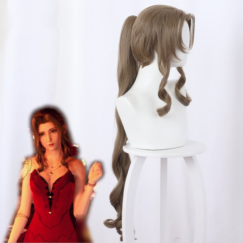 Final Fantasy VII Remake FF7 Aerith Gainsborough Brown Cosplay Wig