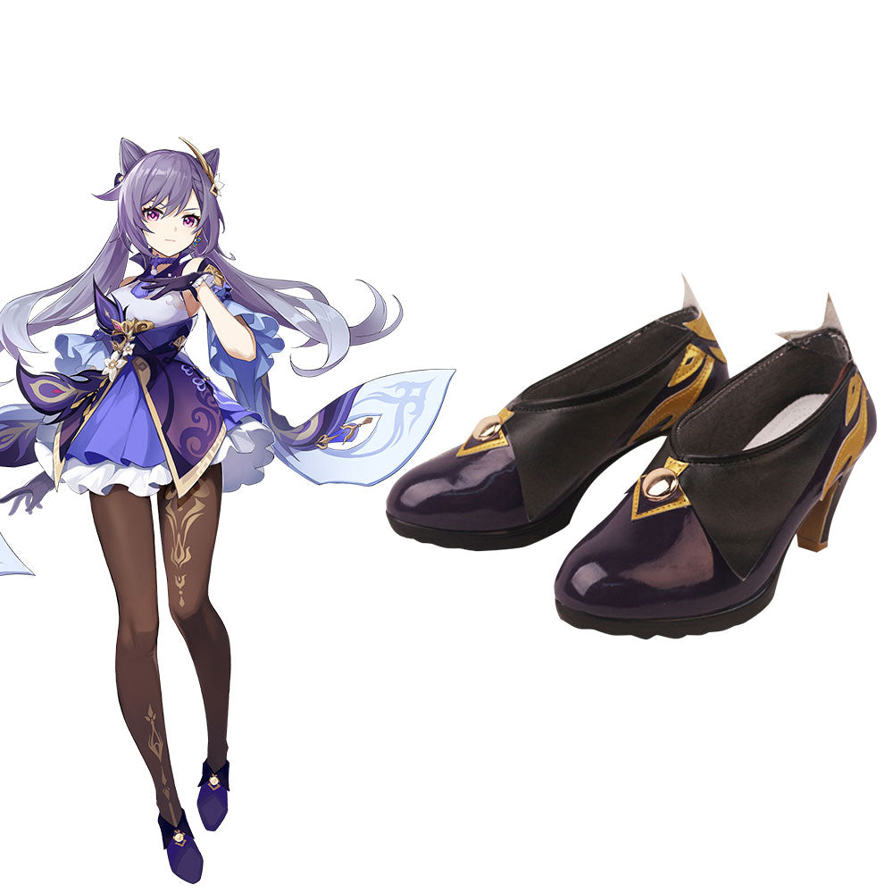 Genshin Impact Keqing Purple Cosplay Shoes