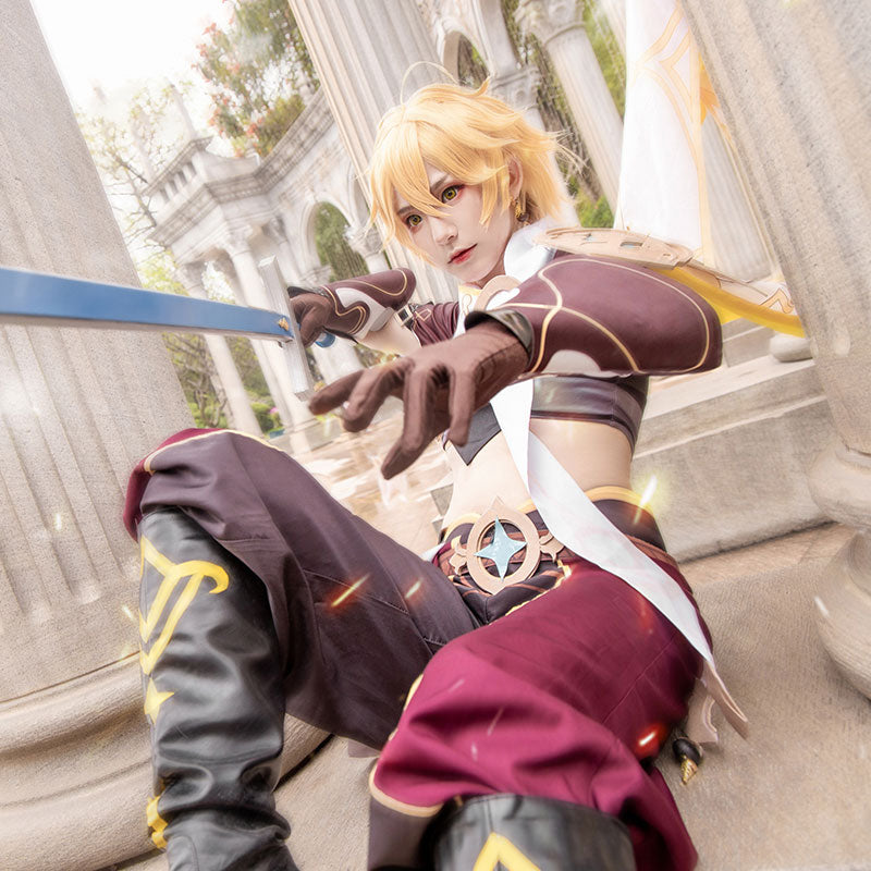 Genshin Impact Male Traveler Outlander Aether Cosplay Costume