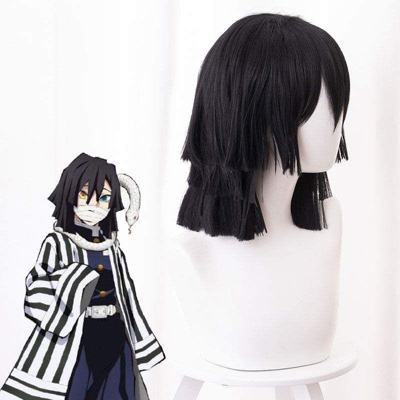 Demon Slayer: Kimetsu no Yaiba Obanai Iguro Black Cosplay Wig