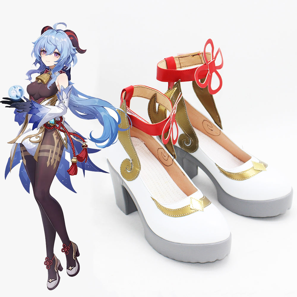 Genshin Impact Ganyu White Cosplay Shoes