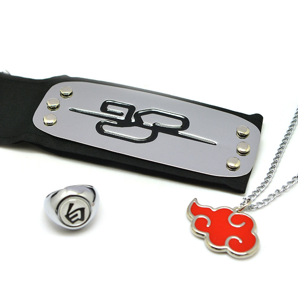 Akatsuki Itachi Uchiha Pain Pein Sasori Orochimaru Kakuzu Konan Kisame Hoshigaki Deidara Hidan Halloween Ring Necklace Headband Cosplay Accessory Prop