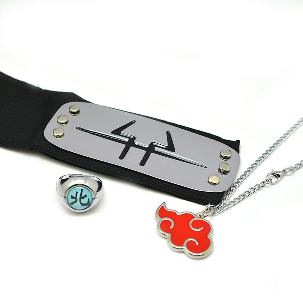 Akatsuki Itachi Uchiha Pain Pein Sasori Orochimaru Kakuzu Konan Kisame Hoshigaki Deidara Hidan Halloween Ring Necklace Headband Cosplay Accessory Prop