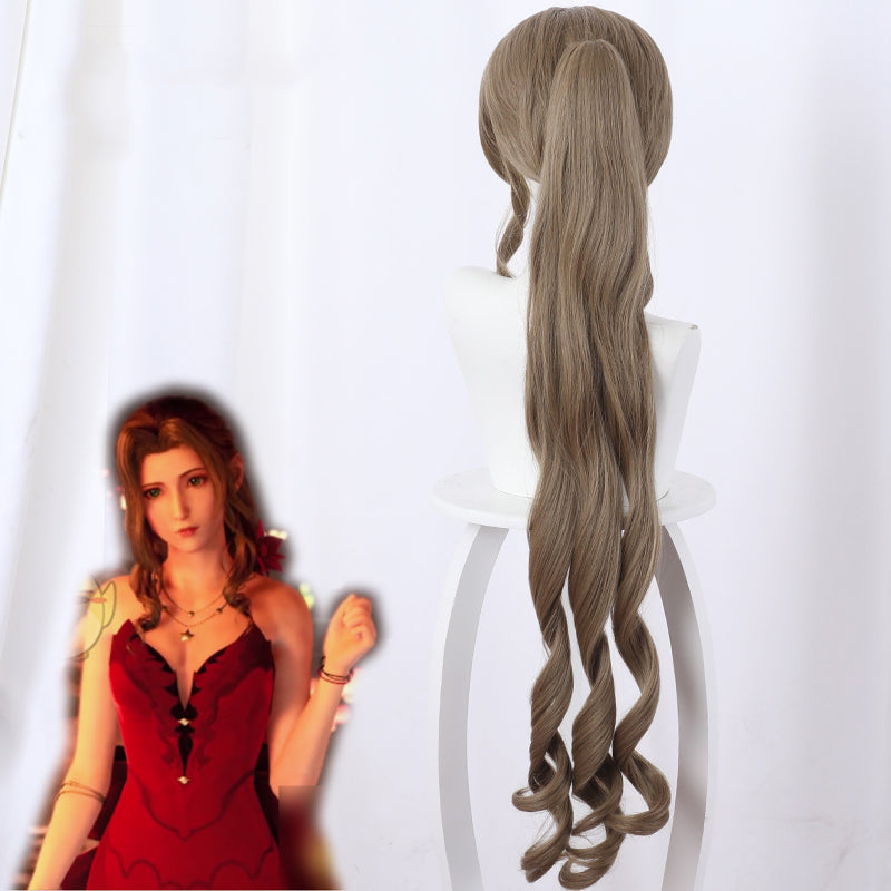 Final Fantasy VII Remake FF7 Aerith Gainsborough Brown Cosplay Wig