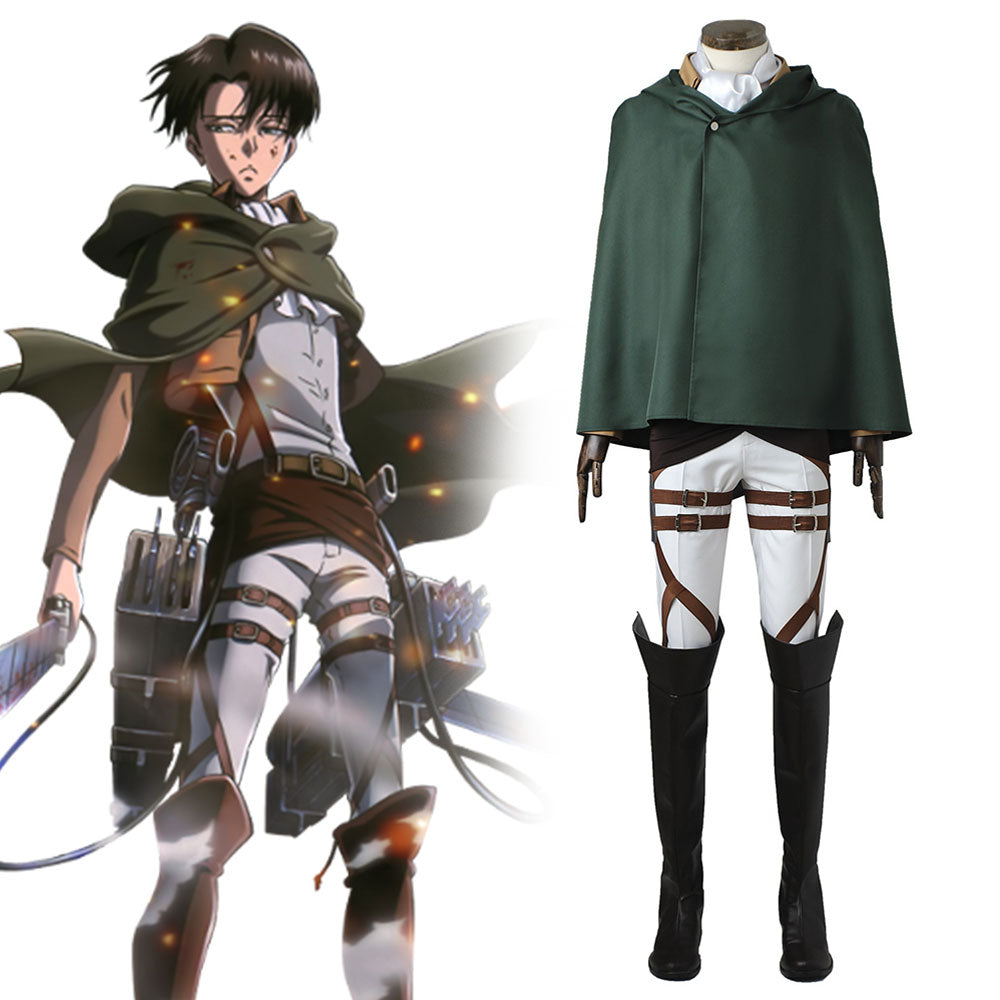 Attack on Titan Shingeki no Kyojin Levi Ackerman Scout Regiment Cosplay Costume - No Boots